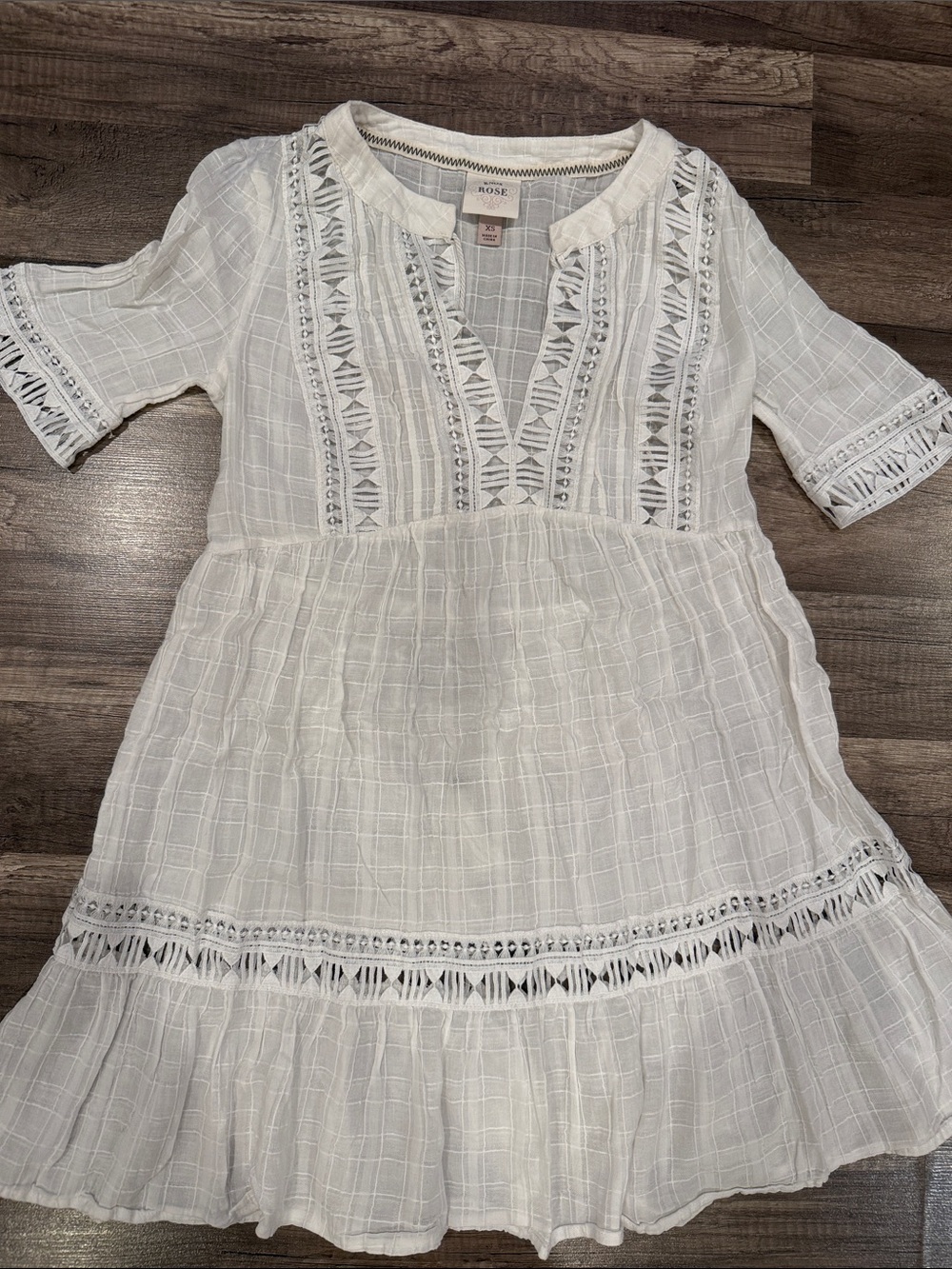 Knox Rose White Lace-Trim Cotton Dress